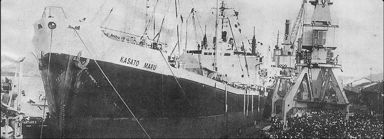 1906年7月、笠戸丸（かさとまる）は東洋移民会社によりチャーターされ、ブラジルへの日本人移民輸送に使用された最初の汽船となりました。