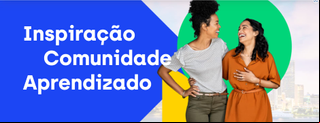 Banner com fundo colorido, destacando duas mulheres sorrindo e se abraçando